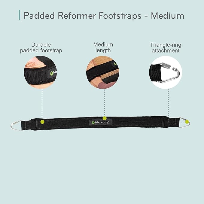 Balanced Body Medium Cotton or Padded Footstrap for Pilates Reformer, Compatible with Studio Reformer XSR or Revo Footbar, Pilates Equipment Accessory, 27.5 Inches