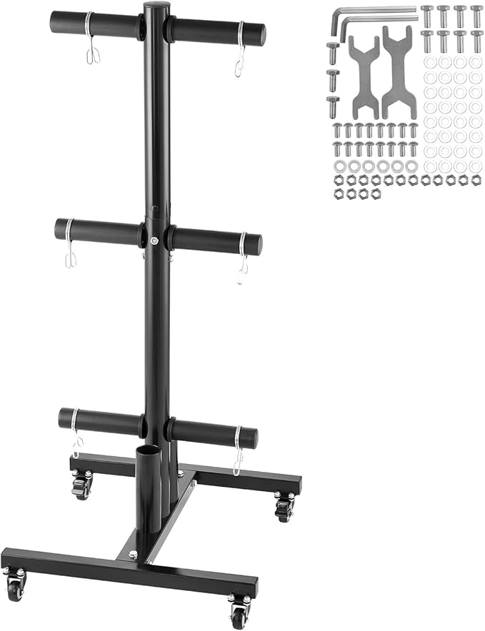 VEVOR Weight Plate Rack, Vertical Weight Plate Tree for 2-Inch Weight Plates, Standard Weight Plate Tree with Wheels, 1000 lbs Load Capacity Weight Storage Holder, Home Gym Barbell Rack Storage Stand