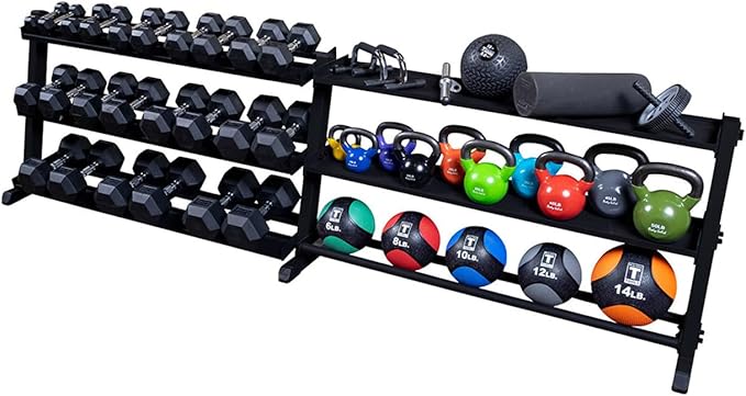 Body-Solid (GDR60B) 2-Tier Dumbbell Rack Stand Only, Heavy-Duty Dumbell Weight Storage Racks for Hand Weights, Home Gym Organizer Can Hold 5-50 lbs. Dumbbells
