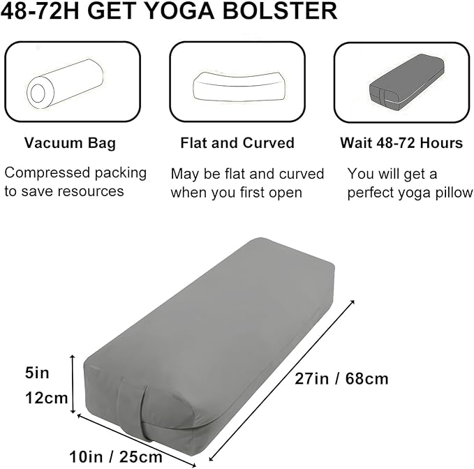Rectangular Yoga Bolster Pillow, Meditation Pillow for Yin & Restorative Yoga, Filled with Wasted Sponge