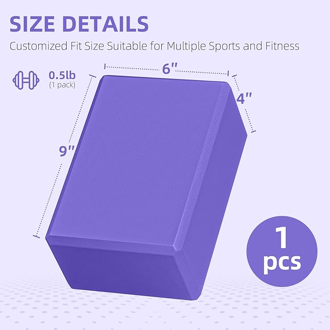 1 Pack Large Foam Yoga Blocks 9x6x4 Inches, Sturdy Pilates Block, Workout Block, Non Slip Surface Yoga Brick for Pilates Meditation, Stretching and Toning, Pink