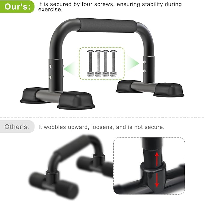 Dolibest Push Up Bar, 12'' High Parallettes Bars with Wooden Handles, Stable and Comfortable Calisthenics Equipment, Suitable for Handstand, L-Sit, Dip Bar, Strength Training for Indoor Outdoor Use