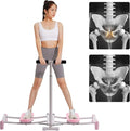 Leg Machine Slim Body, Pelvic Floor Muscle Fitness Equipment with Yoga Tension Band, Weight Loss Thin Legs Kegel Exercises, Ski Practice, Hip Trainer with Adjustable Rods, Pink