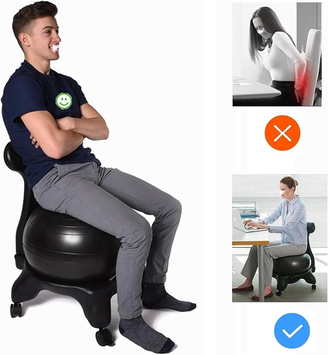 Yoga Ball Chair,Yoga Ball，Exercise Ball, Yoga Ball Chair Ergonomic Chair with Replaceable Balls Stability Yoga Ball Chair for Office Home Classroom Exercise Ball Seat(Green)