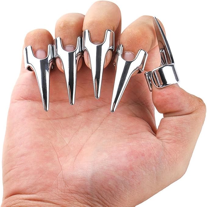 NUHUi 5Pcs Nail Covers Scratching Fondling Massage Grating Back Tickler Tools Women Men Tickle Touching Cosplay Stainless Steel Smooth Pets Nails Hair Parting Ring