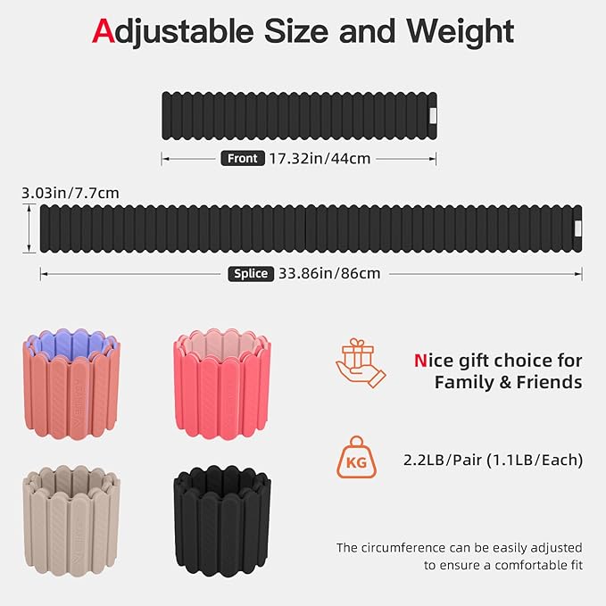 Abahub Wearable Wrist & Ankle Weights Set of 2, Stackable Magnetic Weighted Bracelet for Women, Waterproof Silicone Arm Leg Weights for Home Gym Workout, Running, Yoga & Pilates