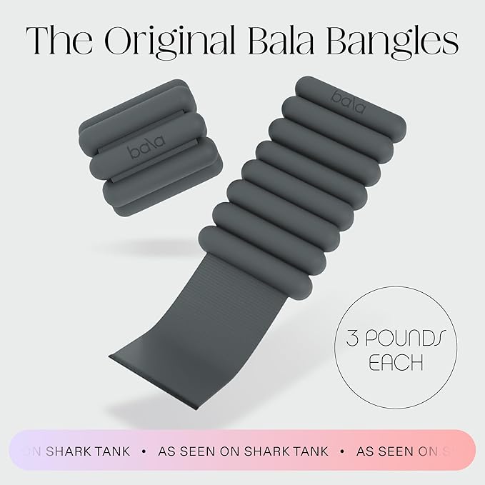 Bala Bangles Wrist & Ankle Weights for Women & Men - Adjustable Weighted Bands - Soft Silicone Arm & Leg Weights for Pilates, Yoga, Walking, Barre, Home Workout & Strength Training Exercise