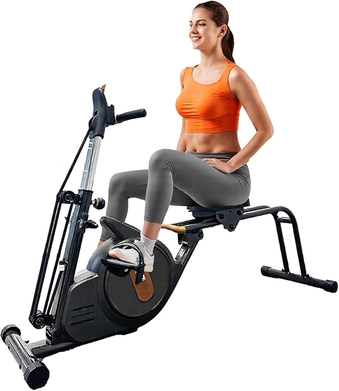 3 in 1 Rowing Machine, Rower with 6-Level Height & 8-Level Resistance, Dual Slide Rails, Smart LCD Monitor, Supports Up to 350 lbs, Fitness Equipment Home Gym