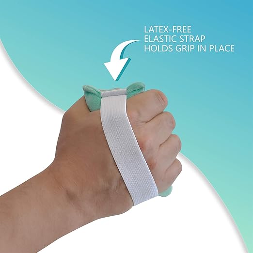 NYOrtho Hand Contracture Cushion 6" x 3" - 1-Pack Palm Grip for Stroke Recovery & Orthopedic Support - Latex-Free, Odor-Control, Sweat-Resistant, Machine Washable Palm Protector with Elastic Strap