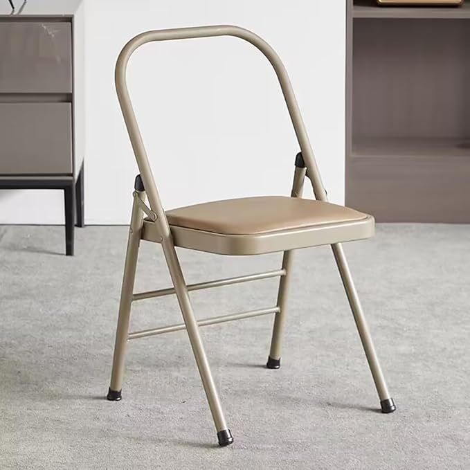 Pilates Chair,Iyengar Yoga Chair,Backless Yoga Chair Prop,Foldable and Portable Folding Stools Supports Balance Training,Khaki-45 * 42 * 83cm