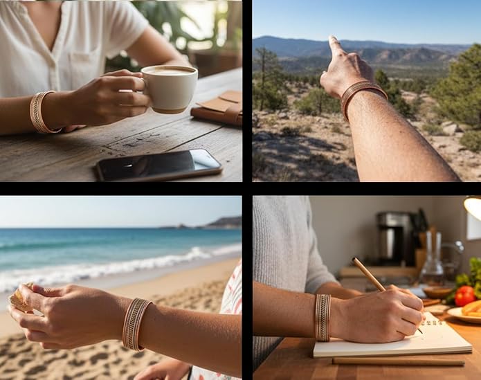 Touchstone copper bracelets | gift for men women |adjustable 100% pure solid real magnetic jewelry | handmade bracelet set combo | rope braided tibetan bangles.