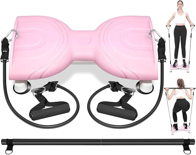 Waist Twist Machine Exercise,Ab Twist Board with Pilates Bar & Resistance Bands,Noiseless Ab Workout Machine For Women&Men Burn Fat,330 Lbs Capacity Fitness Exercise Equipment For Home.