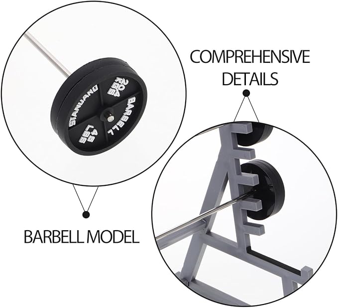 ibasenice Miniature Squat Rack Pen Holder with Barbell Pen, Dollhouse Gym Furniture, Office Desk Decor, Black Plastic, 6.29x4.72x3.93 Inches, Set of 4 for Home, Office, Car