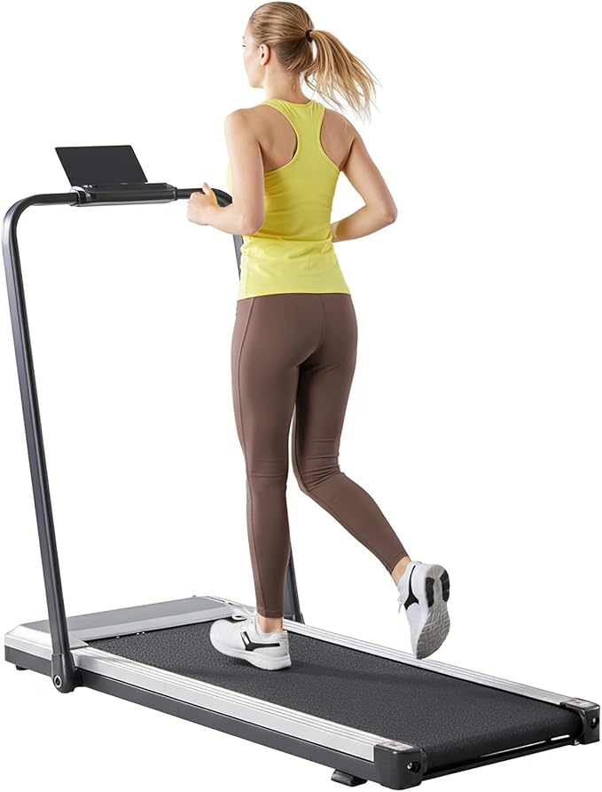 Sweetcrispy Compact Treadmill for Small Spaces, Quiet Under-Desk Walking Pad, Slim & Portable Design for Home Office Workouts, Easy to Store, Ideal for Apartments and Work-from-Home Fitness