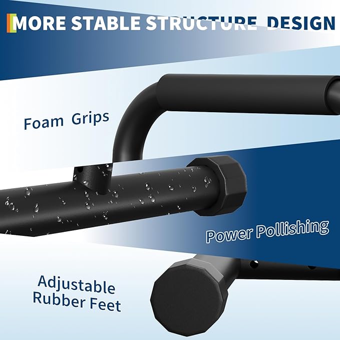 Adjustable Dip Bars Station, 440LBS Heavy Duty Dip Stand for Home Gym, Portable Dip Bar for Calisthenics & Upper Body Workout, Push Up Bars with Adjustable Height (32"-36")
