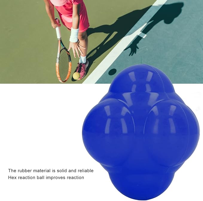 Hex Reaction Trainer Ball, Rubber Reaction Ball for Improving Hand Eye Coordination, Bright Color Reaction Catch Ball with Random Bounce, Portable Agility Training Tool for
