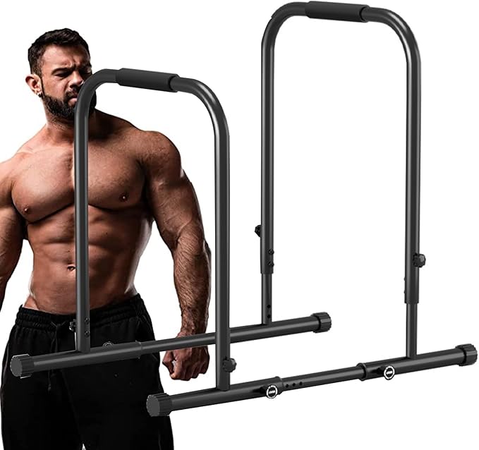 Heavy Duty Adjustable Height Strength Training Dip Stands Station, Home Gym Fitness Workout Dip bar Station,Tricep Dips, Pull-Ups, Push-Ups