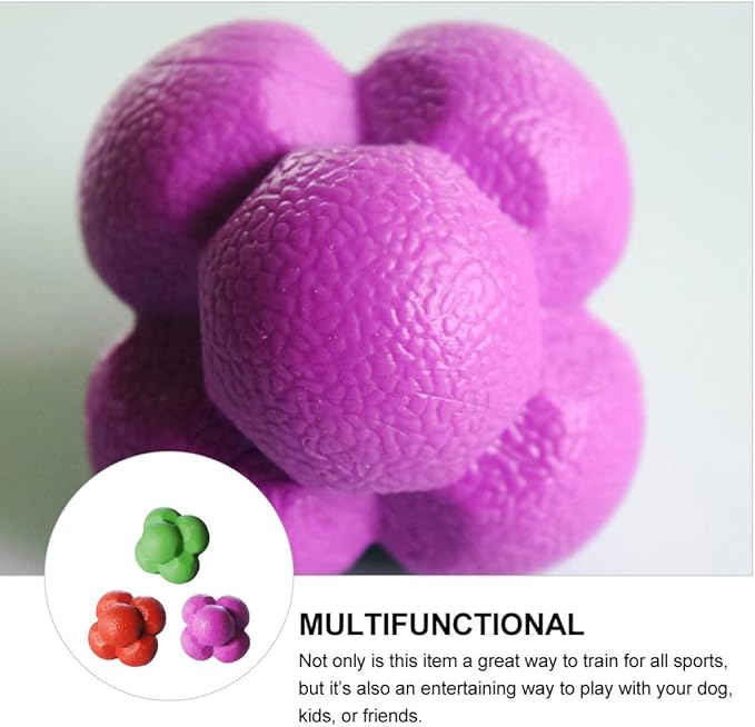 BESPORTBLE 3Pcs Agile Training Ball High Elasticity Hexagonal Reaction Balls for Indoor Fitness Hand Eye Coordination and Speed Training Design