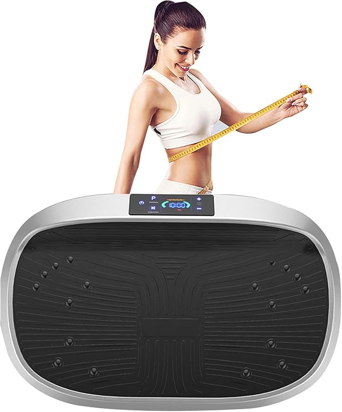 Vibration Plate w Resistance Bands, Vibration Plate Exercise Machine, 99 Levels of Intensity, Vibration Platform Home Gym Equipment for Whole Body Workout