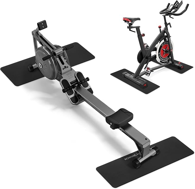 TOBWOLF 2PCS Non-Slip Mat Compatible with Peloton Bike, Concept 2 Rowing Machine, Exercise Bike Mat, Mat Protect Hardwood Floor Carpet for Home Gym, Workout Mat for Bike Trainer, Stationary Spin Bike