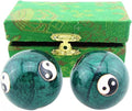 JapanBargain 3298, Chinese Baoding Balls Hand Exercise Therapy Balls Stress Reliefe Balls, Taichi Pattern, Green Color