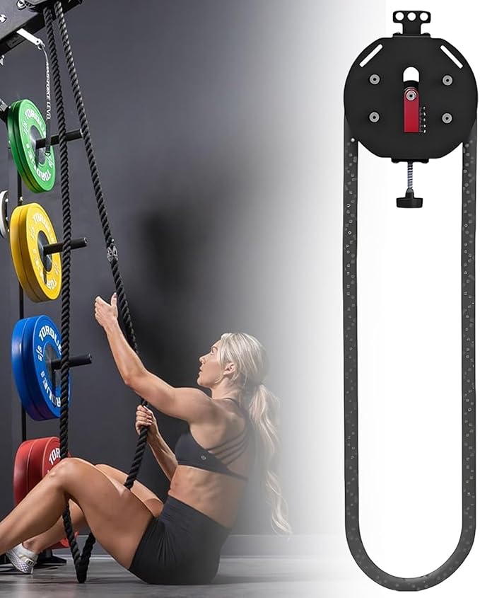 Endless Rope Trainer | Adjustable Resistance Trainer Machine | Suspension Endless Rope Pulley System| Closed-Loop Nylon Rope | Home Gym Infinity Rope for Interval Resistance Training(Red)
