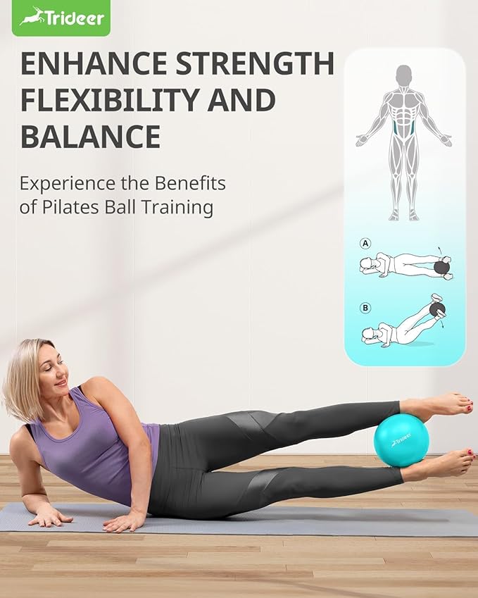 Trideer 9-Inch Pilates Ball, Small Exercise Ball for Yoga, Core Training, Physical Therapy, Balance, Stability and Stretching Pilates Equipment with Inflation Straw