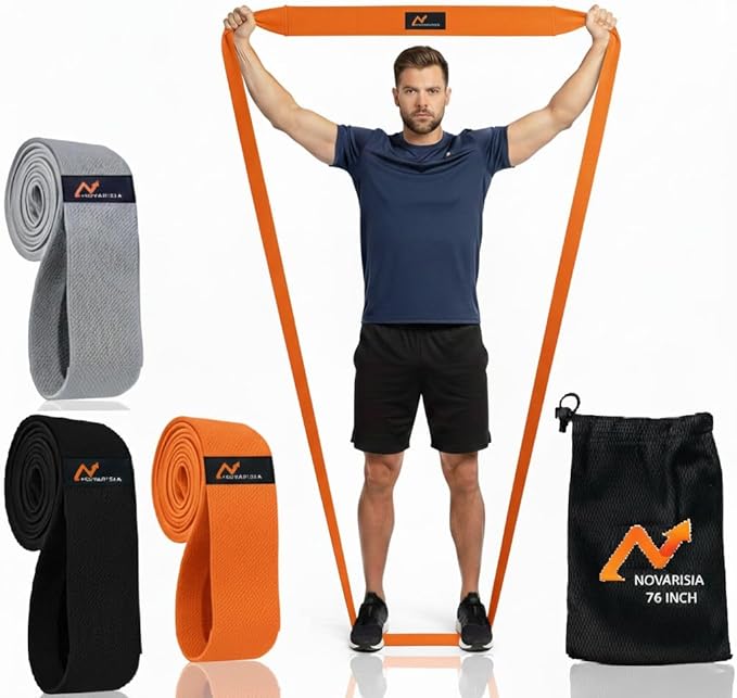 76 Inches Long Heavy Fabric Resistance Bands for Women and Men - Non-Slip, Durable Exercise Bands for Stretching, Yoga, Home Fitness