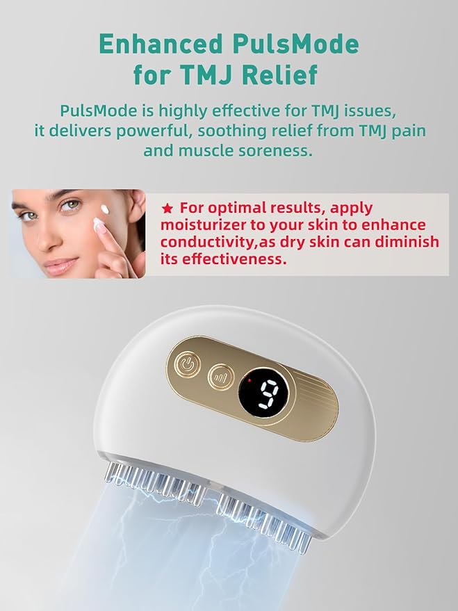 TMJ Relief Products Jaw, TMJ Relief Massager, Vibration and Heating, Ergonomic Multi-Needle Design TMJ Massage Tool, Effective Jaw & Neck Pain, Grinding and Clenching Teeth Relief (White)