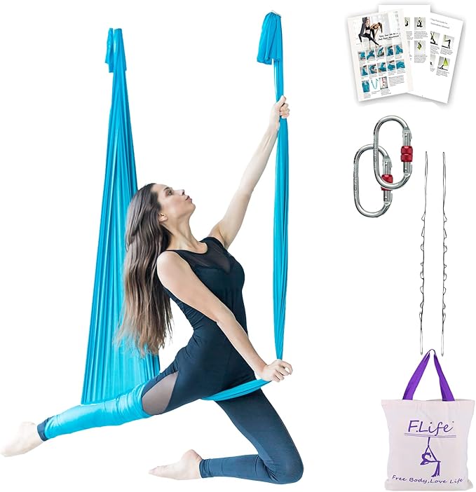F.Life Aerial Silk Yoga Hammock & Swing for yoga Inversion,Strength training,starter hardware kit
