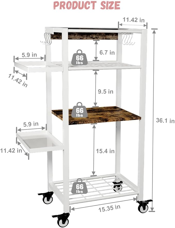 Yoga Mat Storage Rack with Wheels, 3 Tier Home Gym Workout Equipment Organizer for Dumbbells, Kettlebells, Foam Rollers
