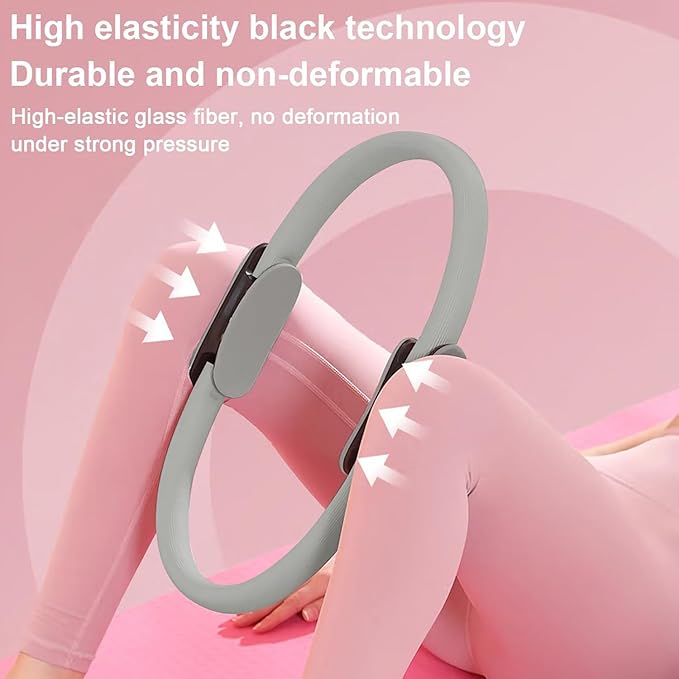 Pilates Ring Fitness Circle 14.96" Yoga Rings Magic Circle with Dual Padded Handles for Toning Arms, Thighs/Legs & Core