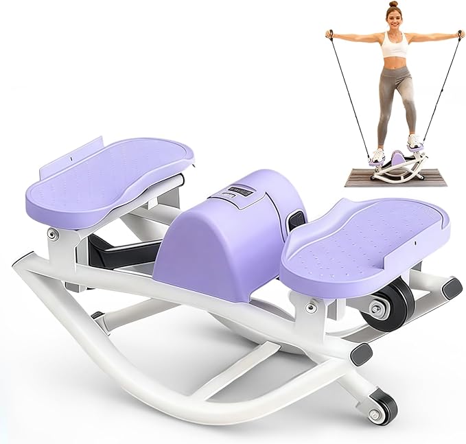 Rock Stepper for Exercise at Home, Lateral Rocking Stepper with Digital Counter & Resistance Bands, 330 LBS Weight Capacity & Low Impact, Ski Machine Full Body Workout Equipment