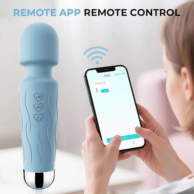 Handheld Personal Small Massager with APP–Waterproof, USB Rechargeable, 20 Vibration Patterns, 8 Speeds,Blue