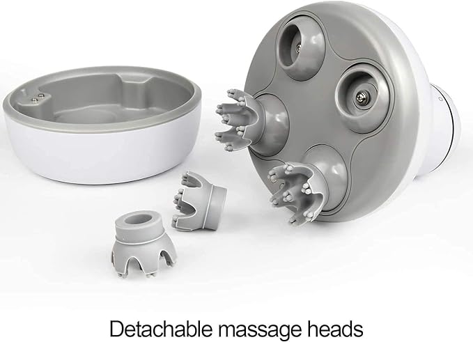 cotsoco Electric Scalp Head & Back Massager, Cordless Hair Massage Waterproof Head Massager with 4 Heads 84 Nodes for Hair Growth, Stress Relief & Deep Clean, Gifts for Men Women, White