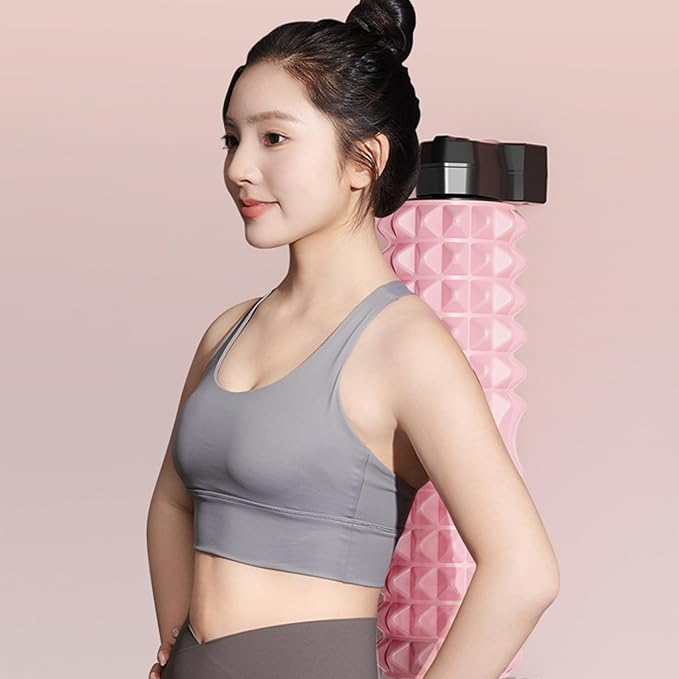 Portable Foam Roller with Suction Cup for Muscle Massage & Sawtooth Trigger Point Therapy (Blue)