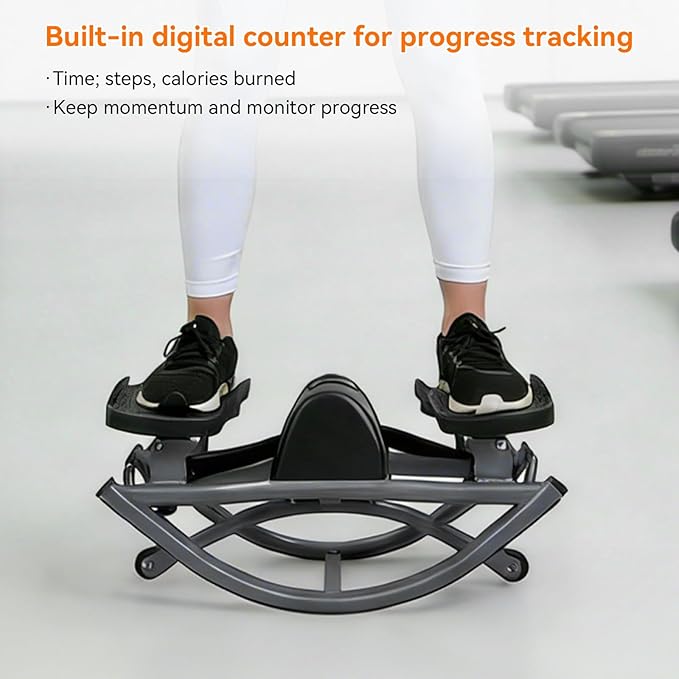 Rock Stepper Side to Side Machine, Low-Impact Lateral Stepper for Home Workout with Digital Display and Resistance Bands, Portable Rocking Stepper for Legs, Glutes and Core Training