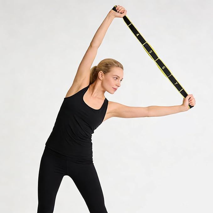 Yoga Strap with 8/10/12 Loops, Pilates Flexbands with Non-Chafe Fabric, Fashion Puller Exercise Bands for Stretching, Yoga, Dance & Full Body Shaping-3pcs
