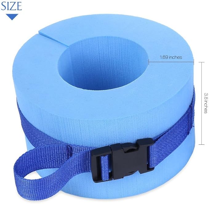 Swimming Ankle Bands, Set of 2 Foam Swim Aquatic Cuffs, Water Aerobics Float Ring, Blue Ankles Arms Belts with Quick Release Buckle for Swim Fitness Training