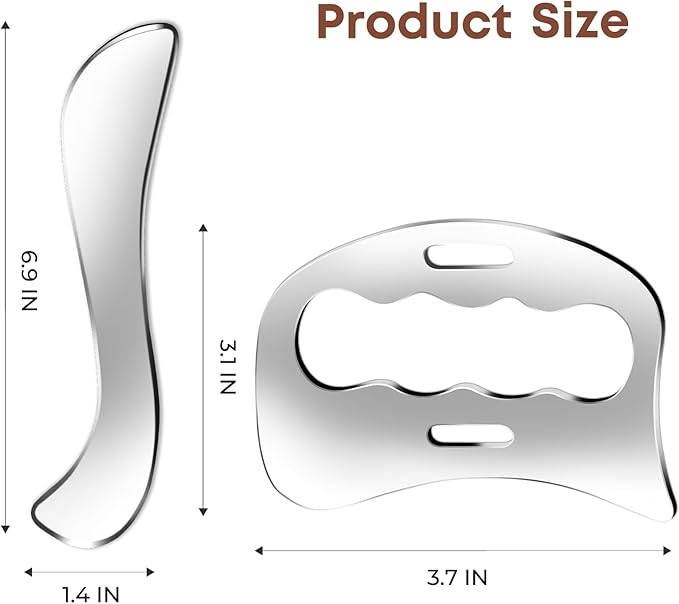 Muscle Scraper Tool Stainless Steel Body Gua Sha Set Scraping Tool Physical Therapy Suitable for Face,Back, Abdome,Legs, Arms,Neck,Shoulder