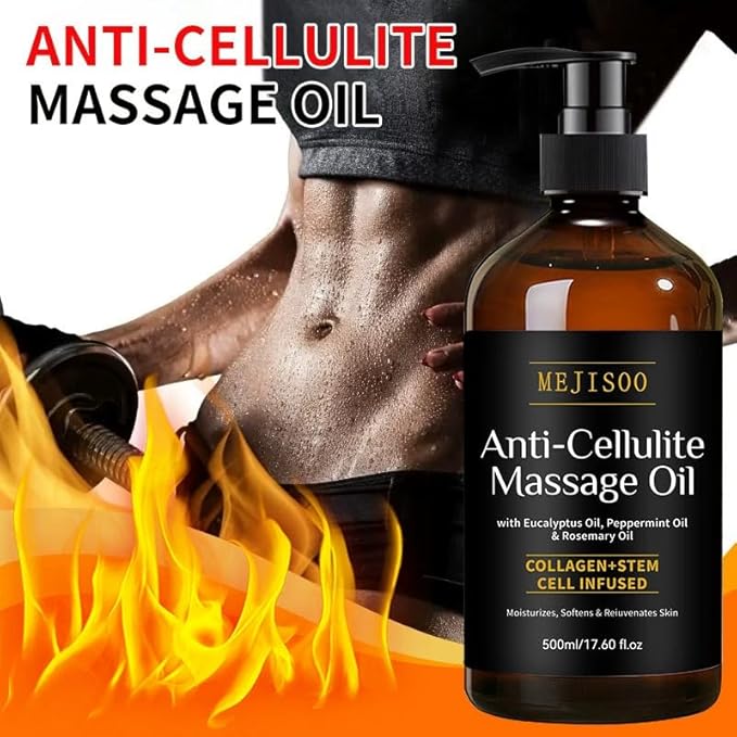 Anti Cellulite Massage Oil, Cellulite Remover for Legs and Firming Body Oil, with Plant-Based Ingredients and Fresh Fragrance, Moisturizes and Softens Skin, 17.6 FL OZ
