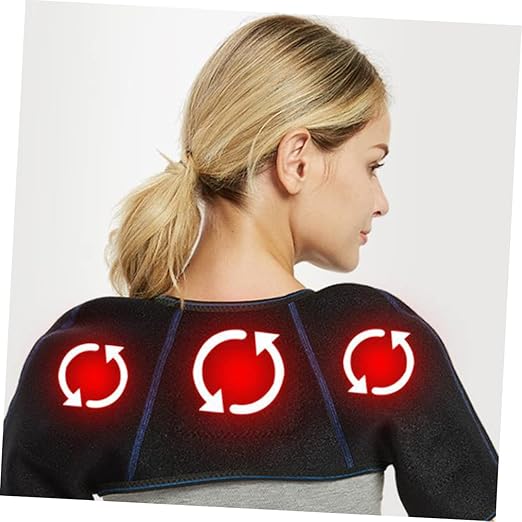 Self-Heating Shoulder Pad Large Black Breathable Support Belt Magnetic Therapy for Pain Relief for Men and Women at Home or Office