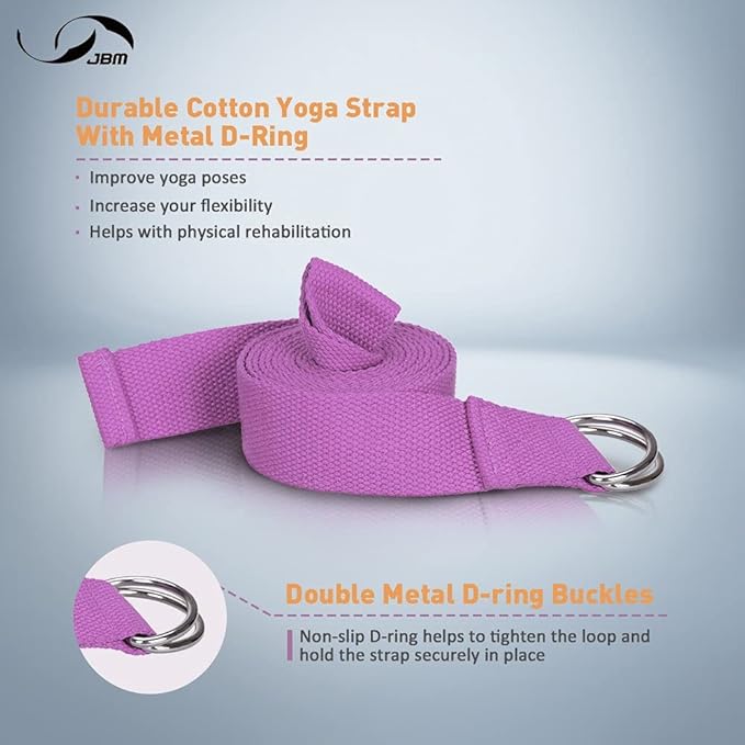 JBM Yoga Blocks 2 Pack with Strap, Cork Block 2 Pack EVA Foam Yoga Bricks Set,Stretch Blocks