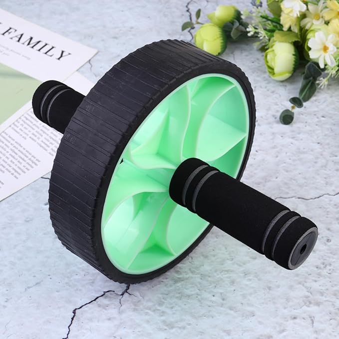 Ab Roller Wheel Abdominal Exercise Device Home Fitness Equipment for Core Strength Training Unisex with Non-slip Grip Green