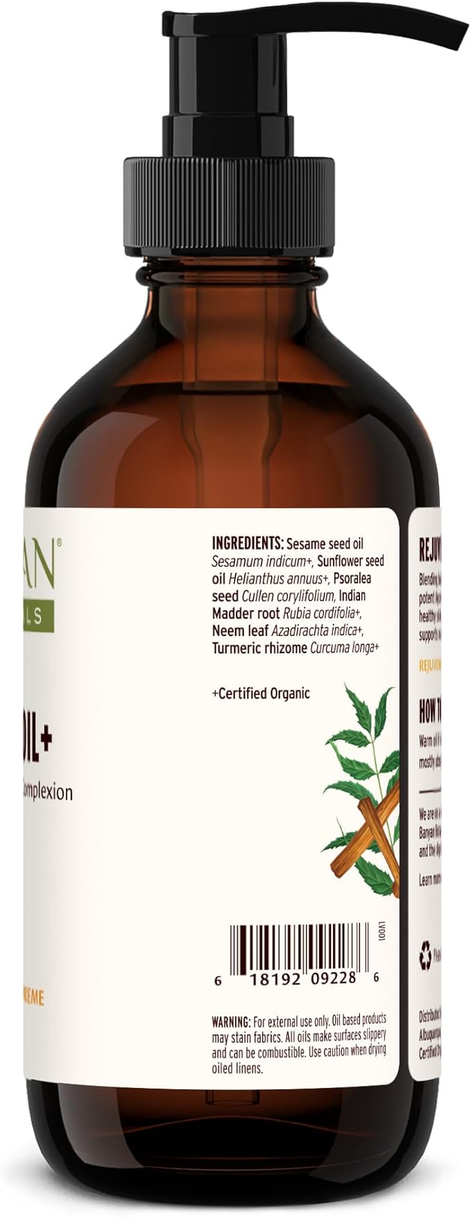 Banyan Botanicals Bakuchi Oil+ – Natural Face Oil & Body Oil – with Bakuchiol & Ayurvedic Herbs to Support Healthy & Radiant Skin – 8 oz – Non-GMO Sustainably Sourced Physician-Formulated