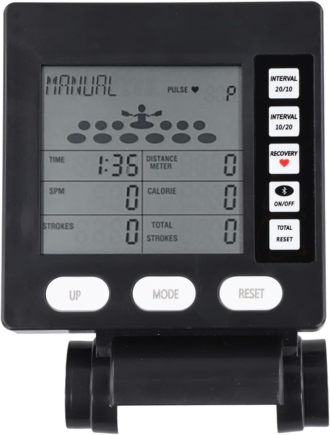 Replacement Rowing Machine Counter Speedometer with LCD Screen, Black Plastic Monitor for Wind Resistance Equipment