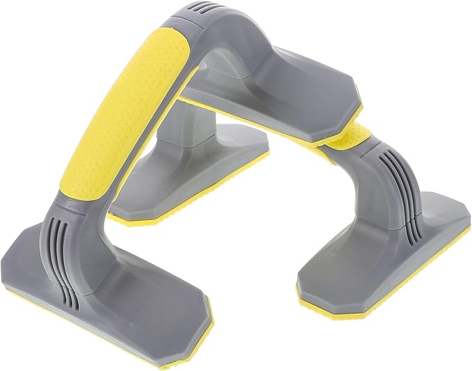 VALICLUD 2 Pcs Push up Bars Handles with Non-slip Grip, Plastic Pushup Stands for Home Gym Fitness and Strength Training, Gray and Yellow Push up Equipment for Bodyweight Workouts