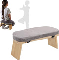 Luqeeg Meditation Bench, Wooden Folding Kneeling Zen Meditation Stool with Cushion Ergonomic Forward Tilt Yoga Stool Prayer Bench for Relaxation Tea Ceremony Home 17.3x7.5x6in