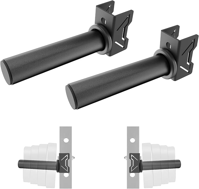 Weight Plate Holder for Power Rack – Choose 2×2 or 3×3 Uprights – Fits 5/8" to 1" Hole Diameter, Heavy-Duty Steel Plate Storage Pegs, Bolt-On Design, Pair