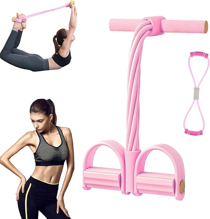 Multifunction Pedal Resistance Band,Fitness Resistance Bands,Fashion Puller Exercise,8 Tube Pedal Resistance Device,for Training,Tummy,Waist, Arm,Leg Slimming,Home Gym Exercise Equipm